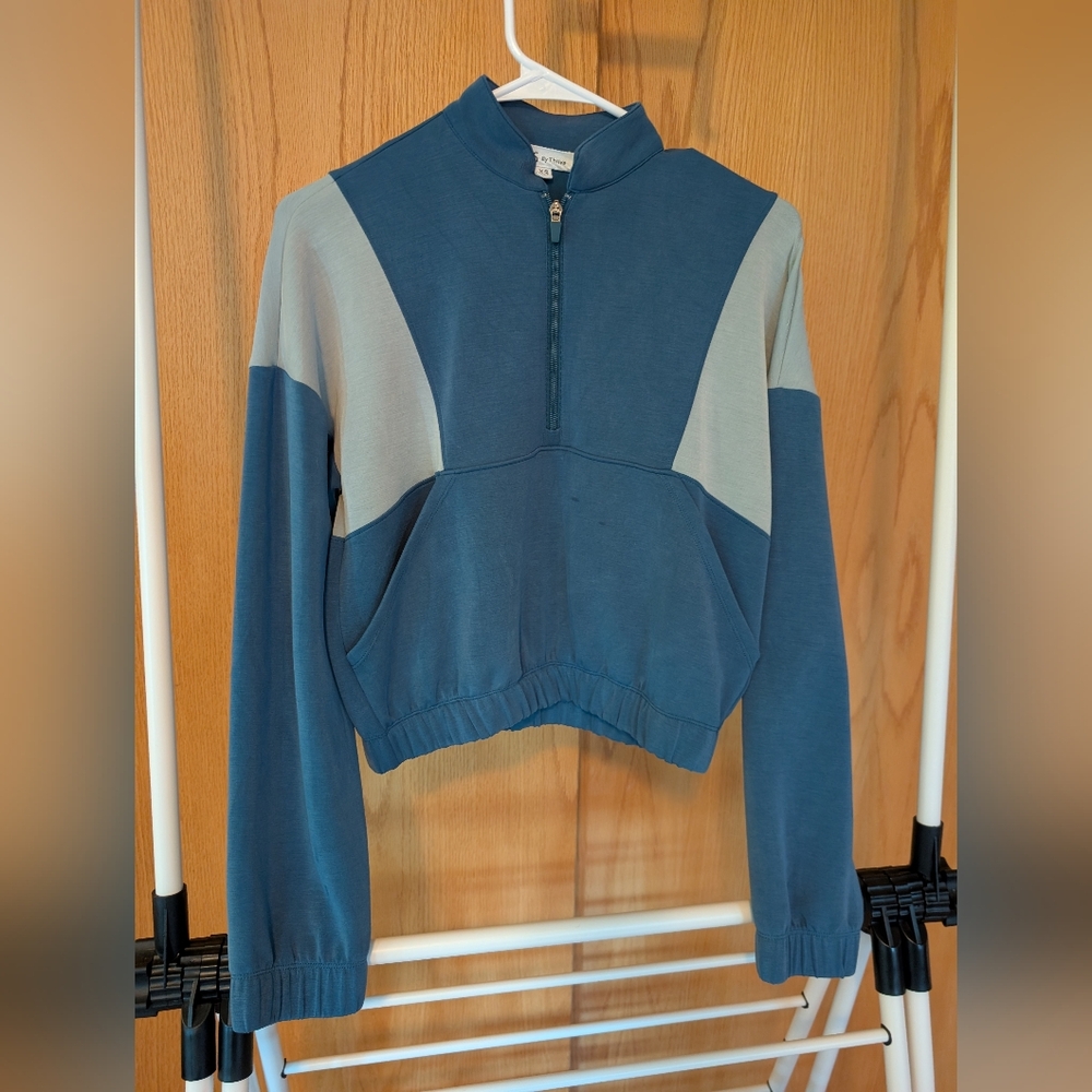 Blue and Gray Quarter-Zip Pullover